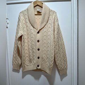 Lord Jeff Cardigan Sweater Men LargWintuk Orlon USA Made Cable Fair Isle Vintage